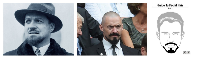 > Esempi dello stile di barba alla Balbo: ritratto storico di Italo Balbo, Hugh Jackman con barba Balbo e schema grafico del taglio > Esempi dello stile di barba alla Balbo: ritratto storico di Italo Balbo, Hugh Jackman con barba Balbo e schema grafico del taglio